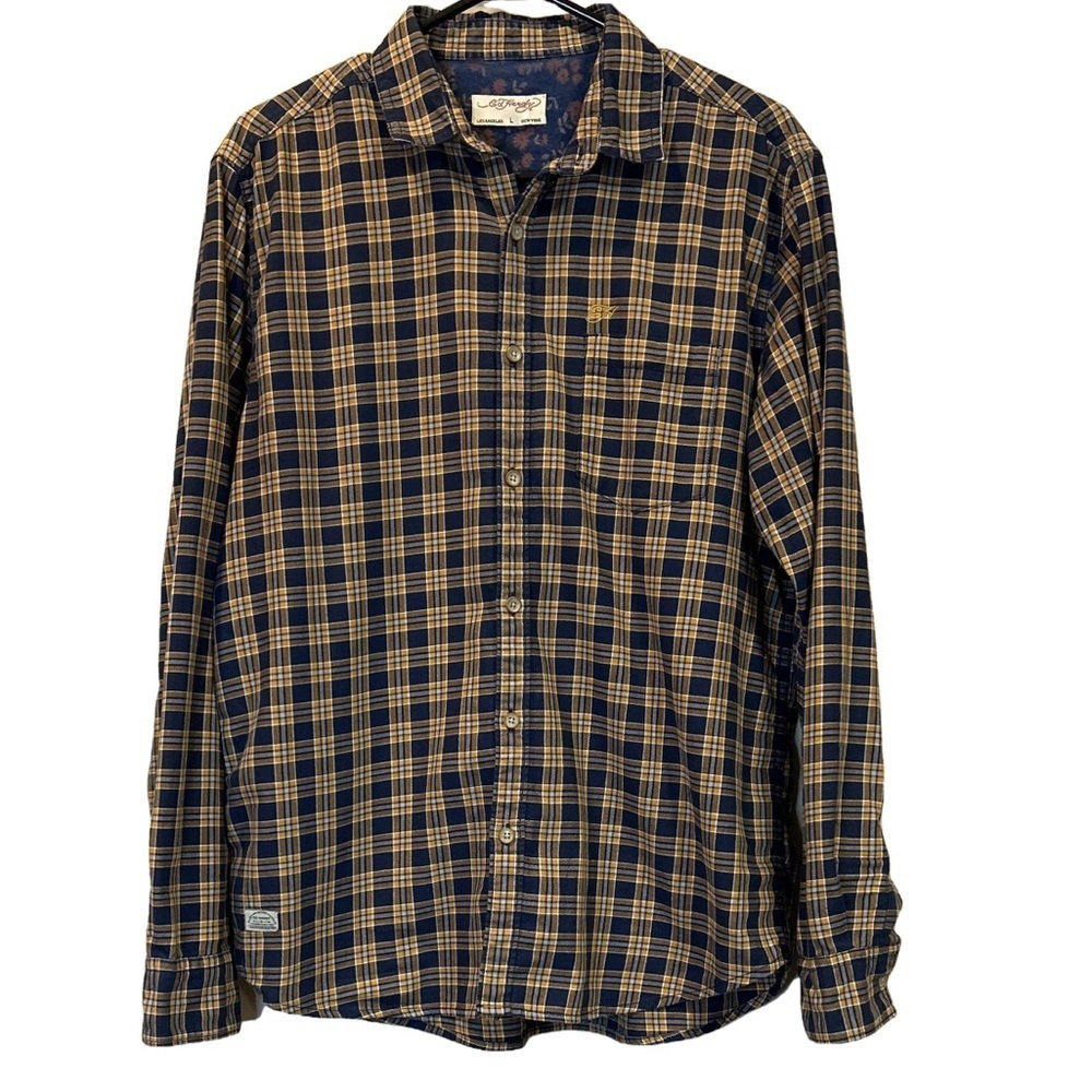 Ed Hardy Plaid Button Down Shirt/Large